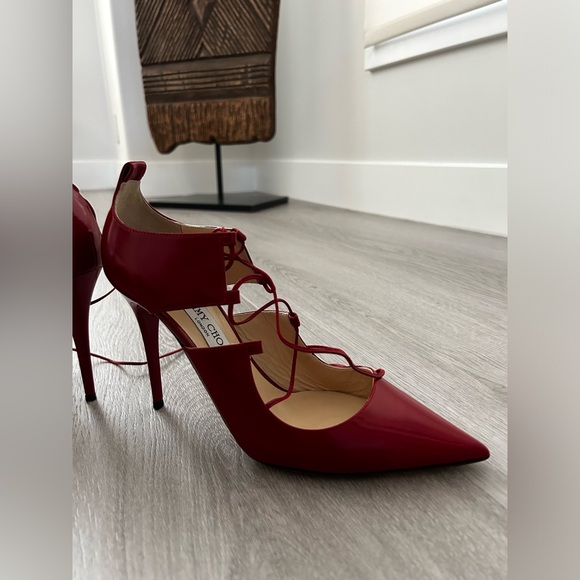 Jimmy Choo Hoops Lace-Up Leather Pump, Red - Picture 6 of 8